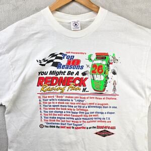 Vintage Jeff Foxworthy Shirt Mens XL White You Might Be A Redneck Racing Fan 90s